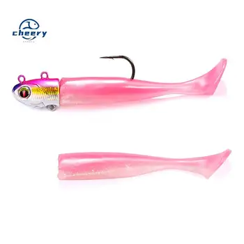 CHEERY Lead Sea Fishing Jig Head Hook + T-Tail Soft Bait Set Long-Range Lure Soft Worm for Sea Bass – Soft Lure – view 2