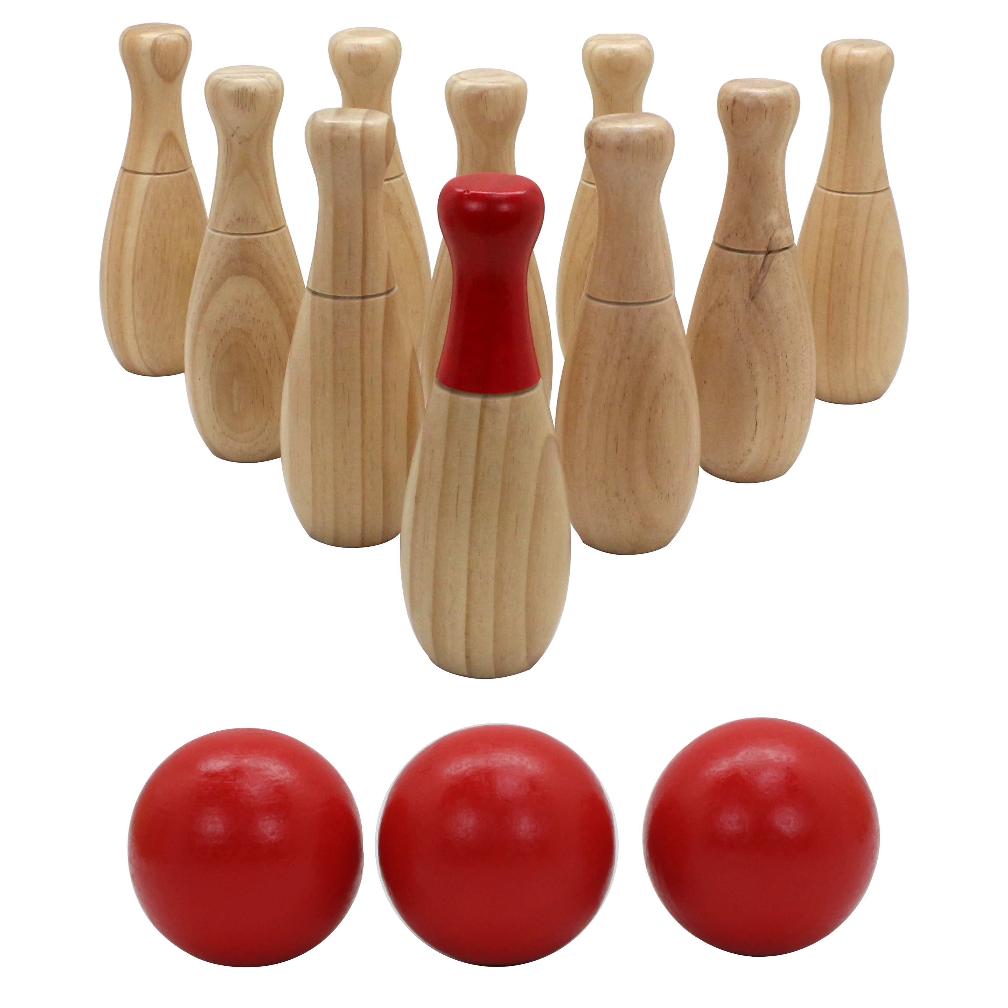 wooden lawn bowling set