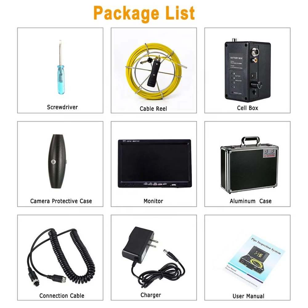 6.5MM Pipe Camera with 7Inch  HD1080p Color Screen, Sewer Inspection Camera with 16GB Video Recording for pipeline Inspection