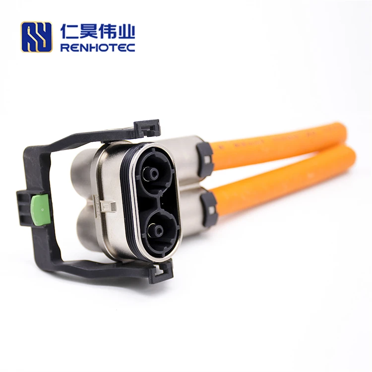 HVIL 2pin Connector 200A Metal Shell Straight Plug and Socket for 50mm2 Shielded Cable