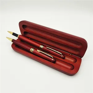 ECO Friendly Custom Engraving Logo Luxury Christmas Birthday Gift Wood Pen Set Ball Pen Roller Pen Fountain Pen with Wood Box