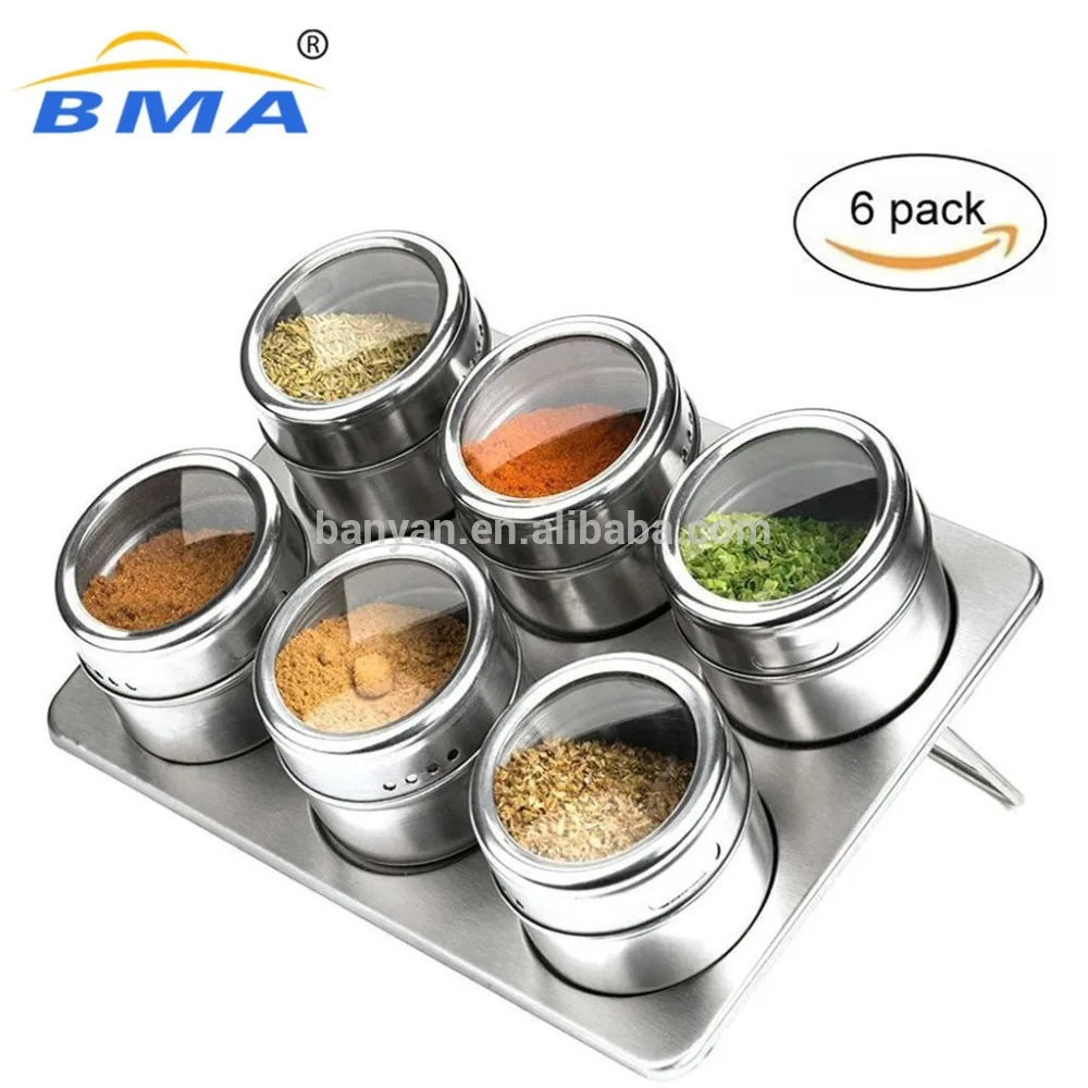 Kitchen Spice Jar, Stainless Steel Magnetic, Spice Storage