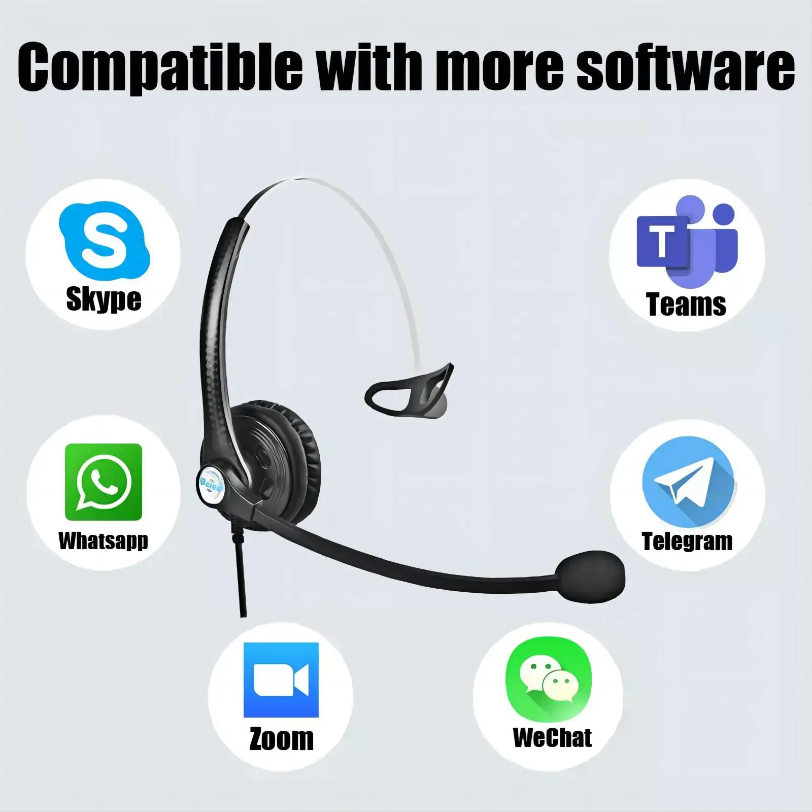 Cheap Goods One Ear Wired Headphones Mono USB Headset With Mic for PC
