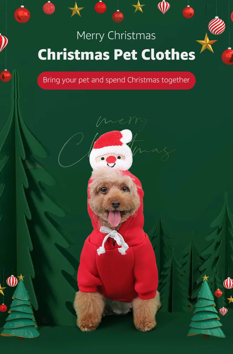 Wholesale Cute Pet Dog Christmas Shawl Cloak Cold Weather Warm Hooded