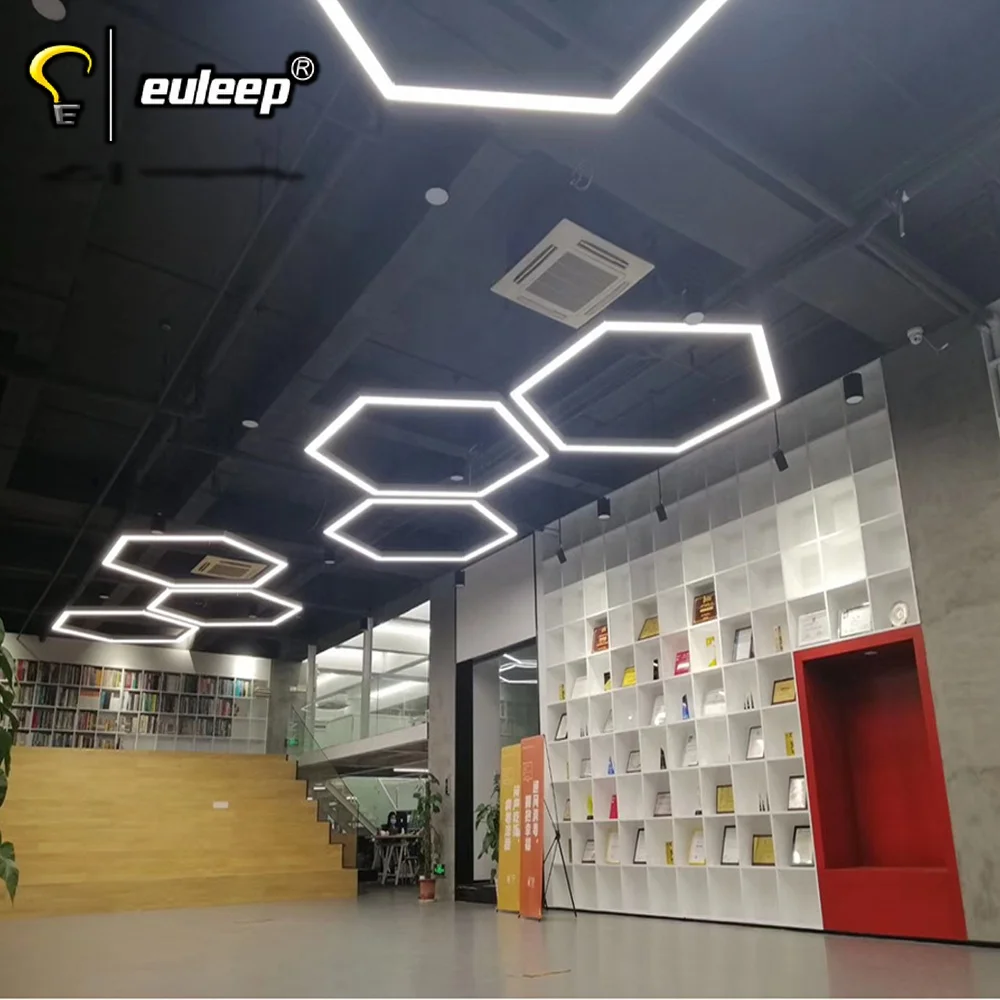 Architectural  Linear Decorative Design Pendant Hexagonal Led Light Cross Y Shape Led Shop Light for Garage Gym Ceiling Lights