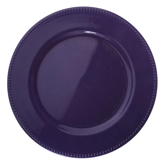 13-Inch Navy Blue Plastic Beaded Round Charger Plates for Wedding