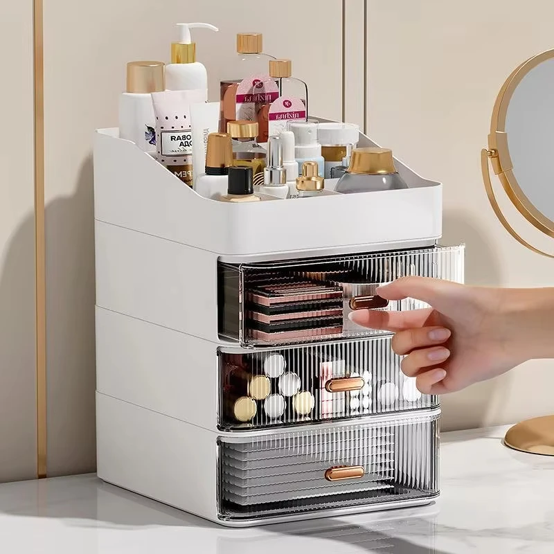 Customized Minimalist Cosmetics Skincare Products Lipstick Storage Rack Drawer Style Accessory Storage Desk Neat Storage Box