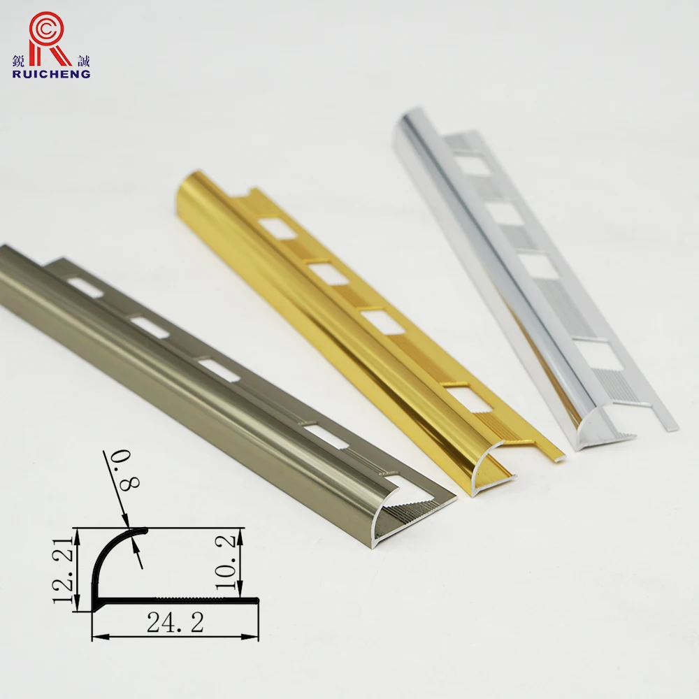 Modern Aluminum Tile Trim Edge Protector for Bathroom & Kitchen Metal Tile Molding for Floor and Wall for Apartments