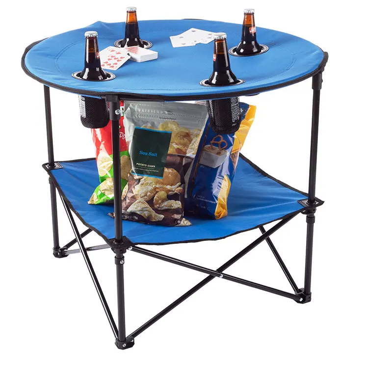 Foldable Lightweight Stackable Waterproof BBQ Picnic Roll Fold Camping Table Compact Portable Outdoor Iron Furniture Courtyard
