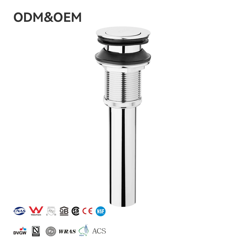 In Stock Modern Style Brass Click Clack Pop up Bathroom Sink Drain Basin Wastes With Overflow Brass Drain for Hotel Bathroom