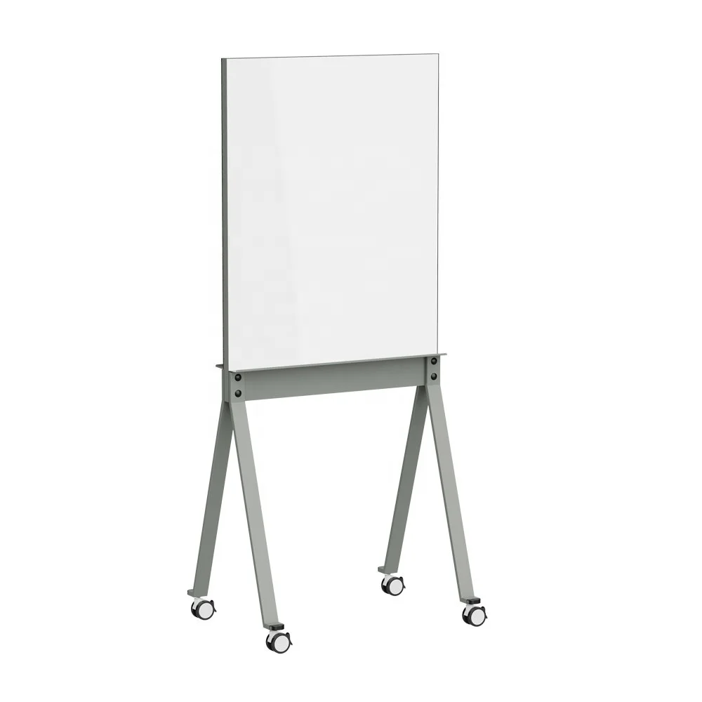 Доска для сухого стирания односторонняя Мобильная Магнитная Стеклянная на колесах с войловой спинкой