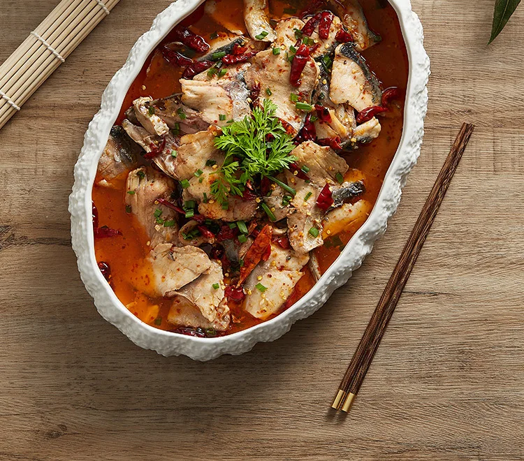 Large Deep Steamed Oval Fish Plate Household Ceramic Luxury Hotel Club Lobster Seafood Plates
