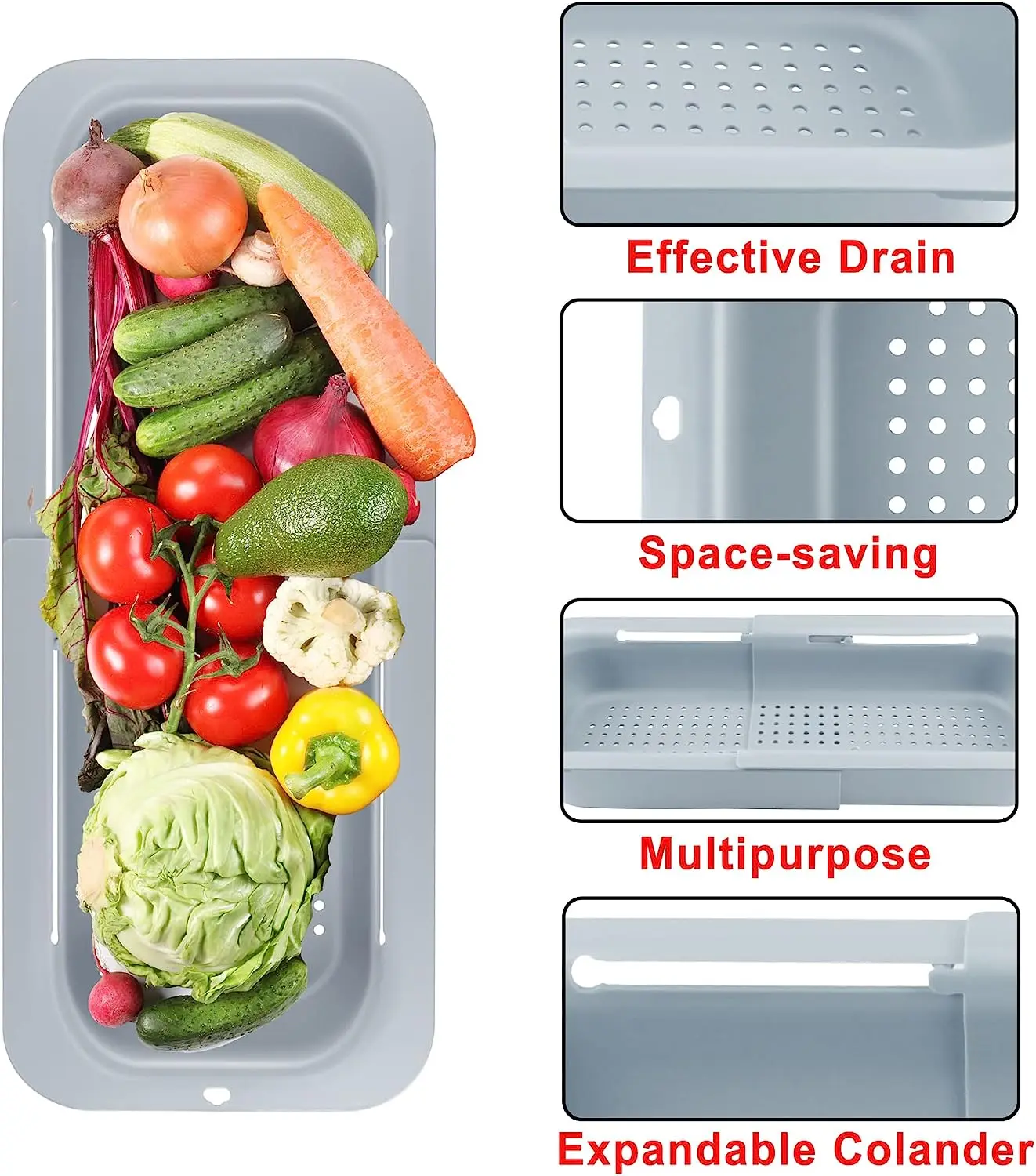 Складной кухонный выдвижной дуршлаг сливная корзина с ручкой над раковиной мытье овощей фруктов