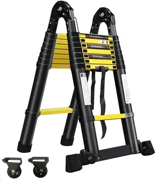 Factory Price 5.6m Folding Aluminum Ladder 2x9 Steps Telescopic Ladder With En131 For Home