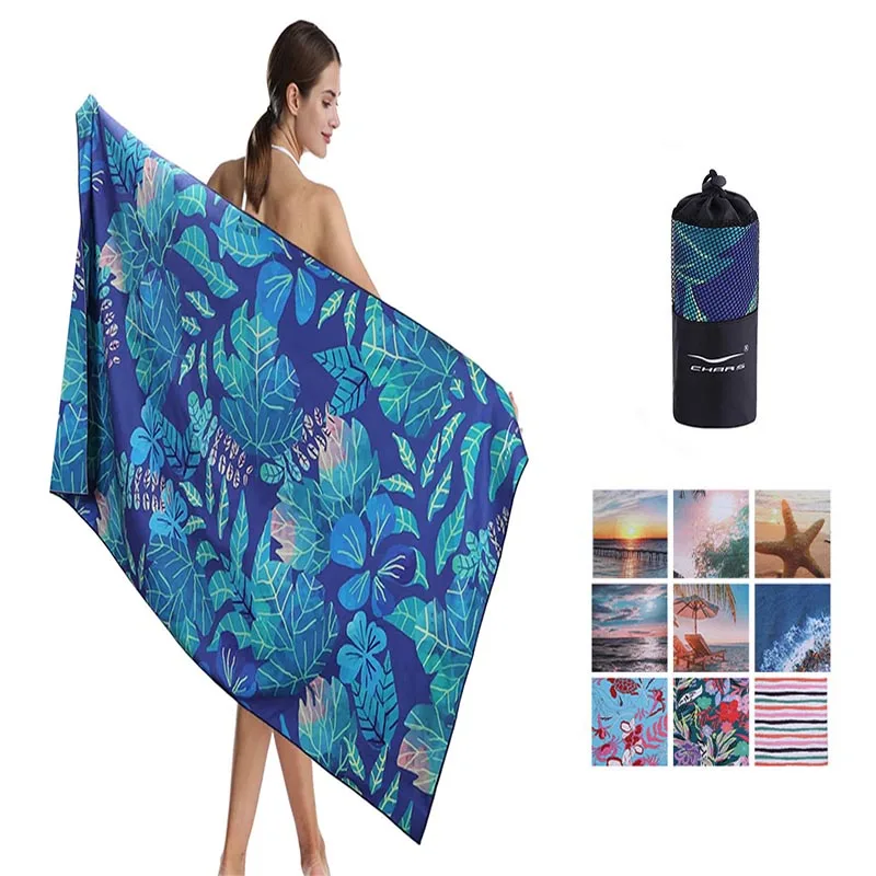 Quick Dry Sand Free Heat Transfer Print Suede Swimming Pool Sublimation Microfiber Beach Towel