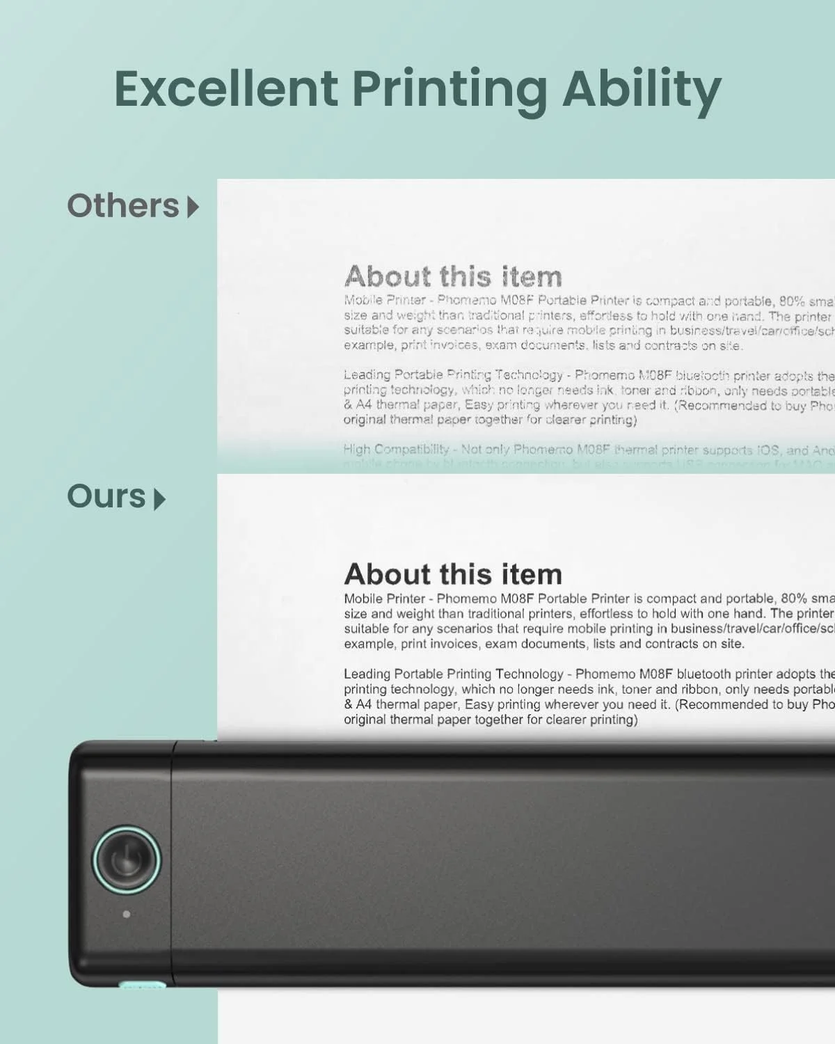 A4 Portable Thermal Printer M08f Supports 8.26"x11.69" A4 Thermal Paper