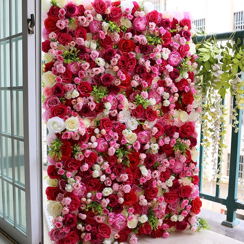M454 Decorative Flowers Wedding Supplies Decoration Backdrop Buy Large Artificial Flowers Wall Silk Pink Rose 3D Flower Wall