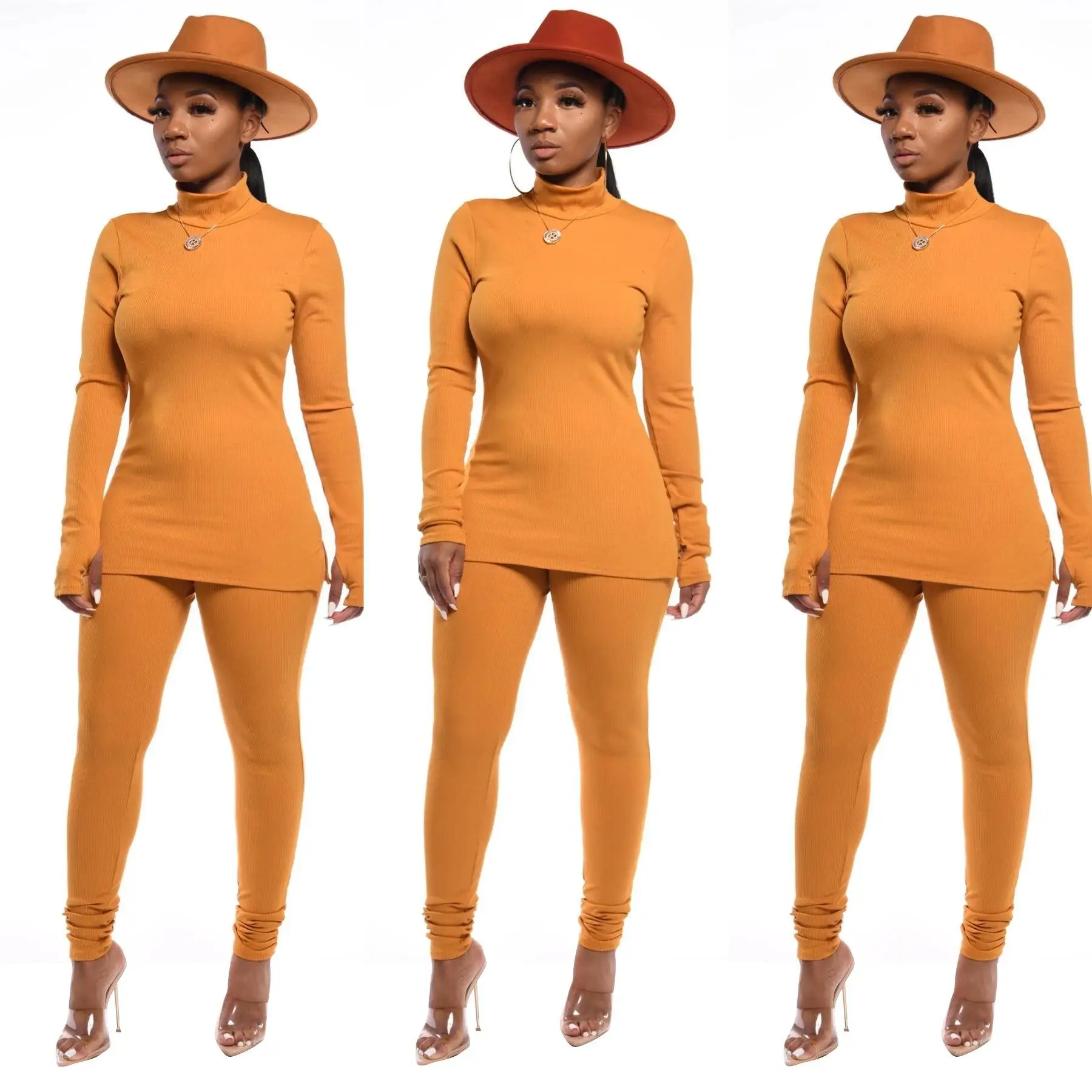 Latest design 2021 spring casual long sleeve solid Crop Top Leisure vendor clothing 2 Piece Set Women  business  uniform suit