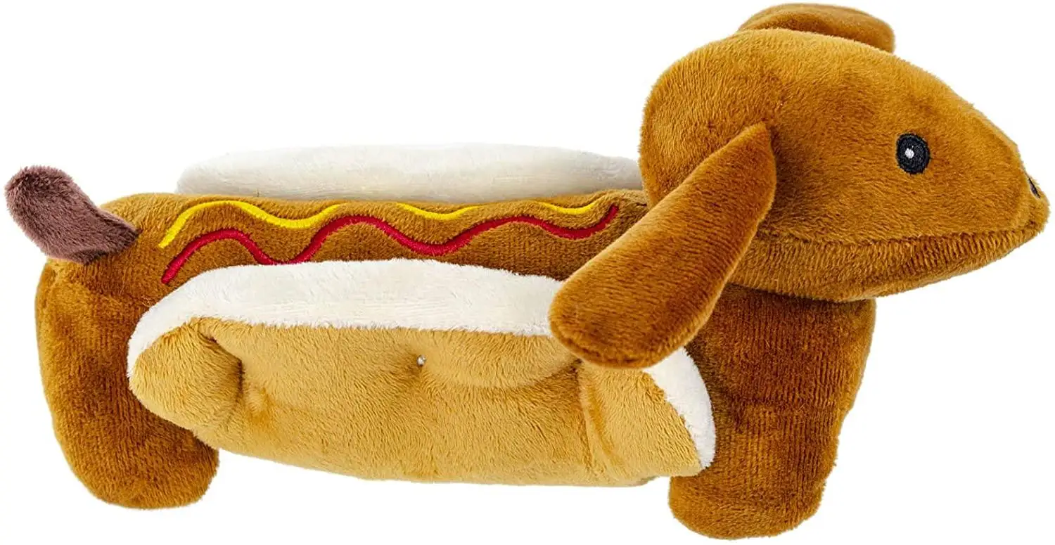 Weiner Hot Dog Dachshund Rope Dog Toy with Squeaker