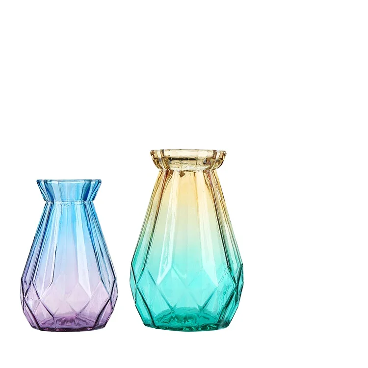 25cm Home Decor Colorful Glass Vase Bottle Factory Stock Easy Open End MOQ 100pcs