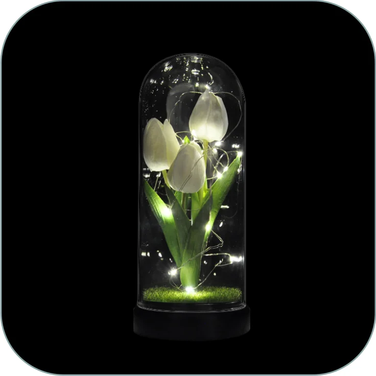 artificial rose galaxie flower in glass dome single galaxy rose with led lights perfect valentines day gifts centerpiece flower details