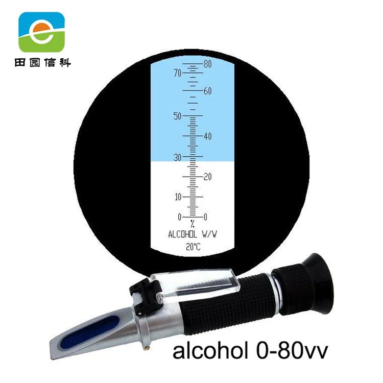 Handheld Tester with Automatic Temperature Compensation ​for Test Spirits Alcohol Volume Percent 0‑80% Alcohol Refractometer 