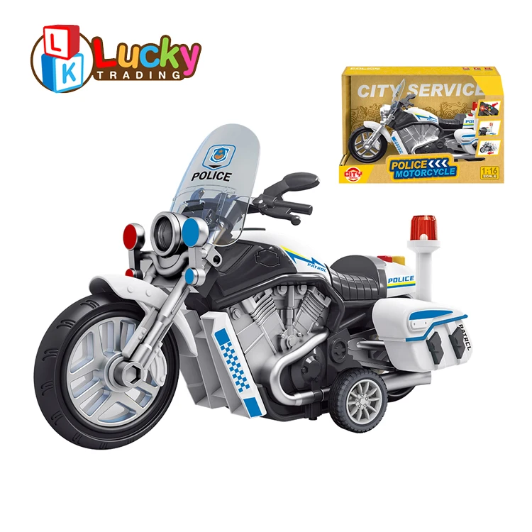 New Toys Simulation Motorcycle Model Educational Friction Vehicle Toys Friction Mini Police Motor with Light and Sound