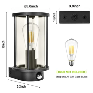 Vertak Outdoor IP44 Garden LED Pillar Light Waterproof Fence Post Lighting with Sensor for Landscape