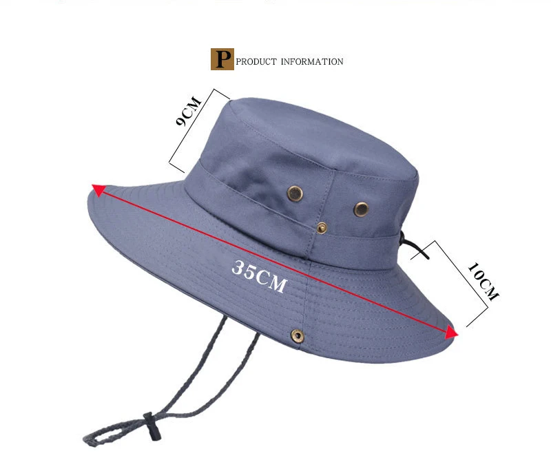 Outdoor Men's Sun protection Big Brim Breathable Sun Hat Fishing Bucket Hat Hiking Cap