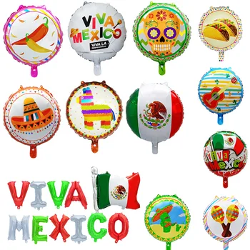Mexican Carnival Balloon 18 inch Round Ball Alpaca Pinat Festival Party Decoration Foil Balloon