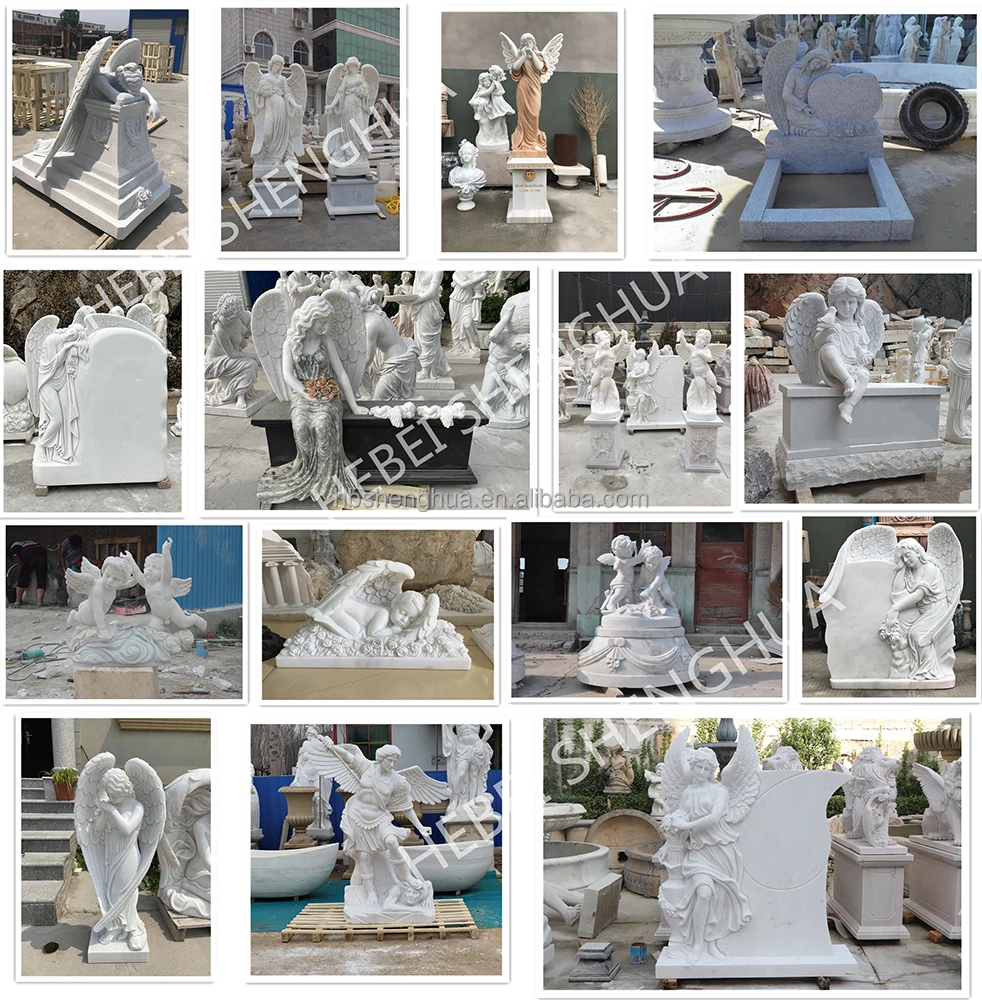 Outdoor Indoor Decor Garden Hand Carved Natural Stone White Angel ...