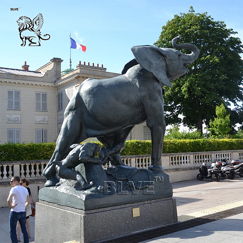 フランスの有名な大型屋外装飾ブロンズ象の彫刻、金属製等身大動物猿の 