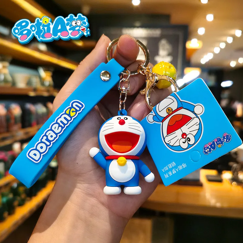 Hot Selling Doraemon 3D Soft Rubber PVC Keychain Custom Labubu Silicon Key Tag Car Keys Accessories with Cartoon Keyring