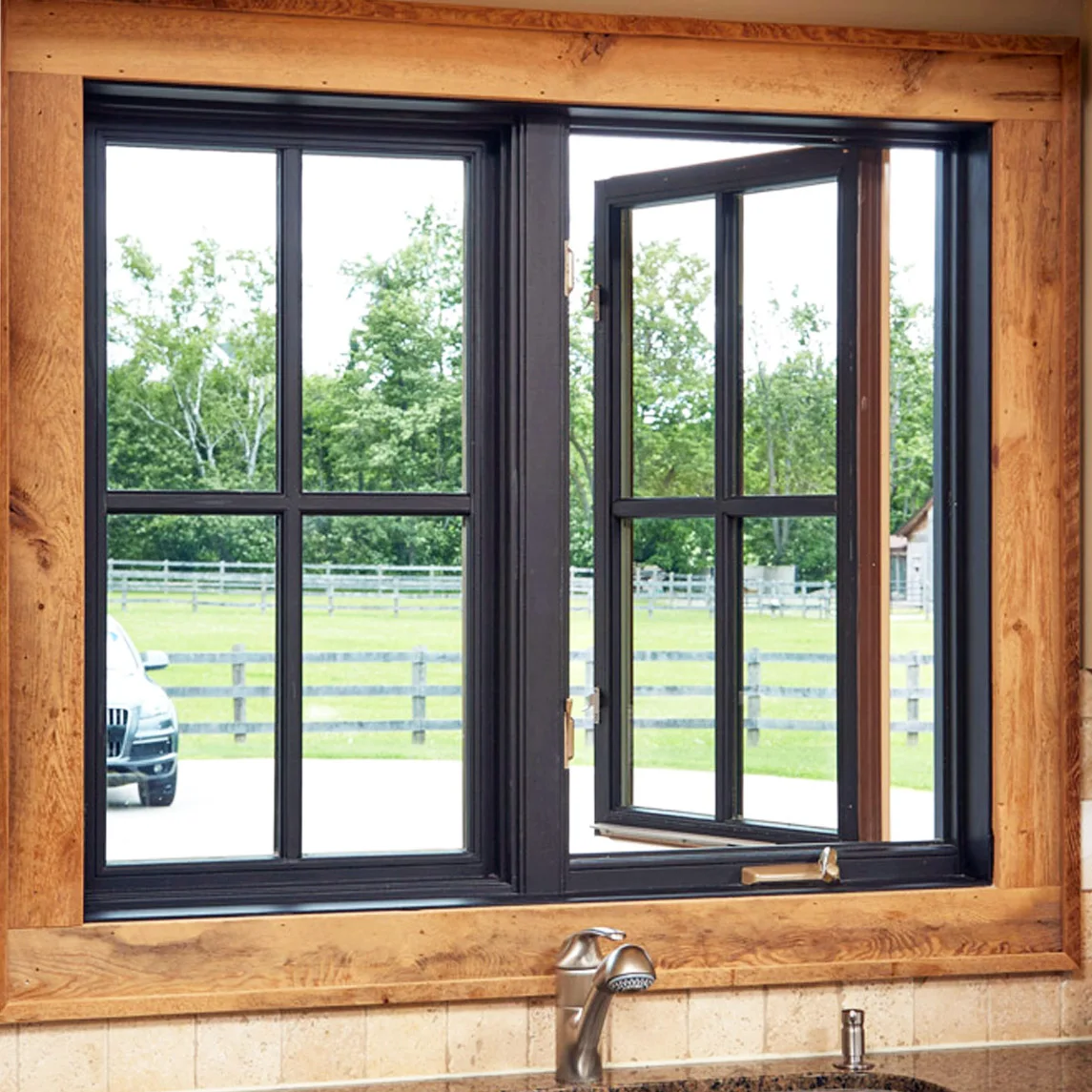 TOMA Simple Design Black Aluminium Windows Frame Double Glazed Aluminum Sliding Window Casement