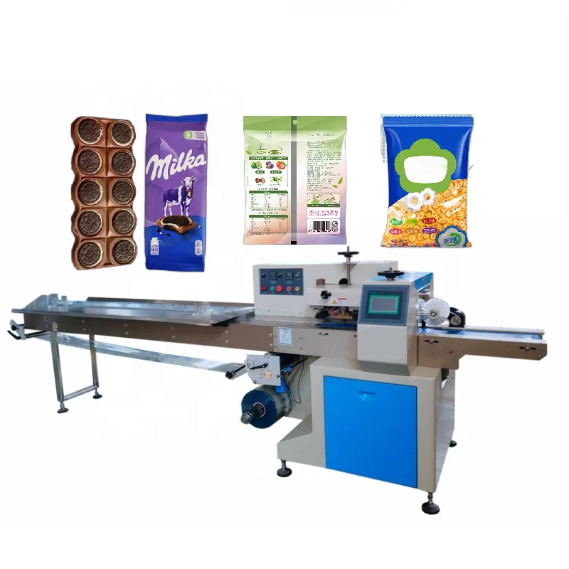 Tray Horizontal Pillow Type Small Servo Motor Compression Chocolate air Wrap Price Flow Pillow Roll Packing Machine