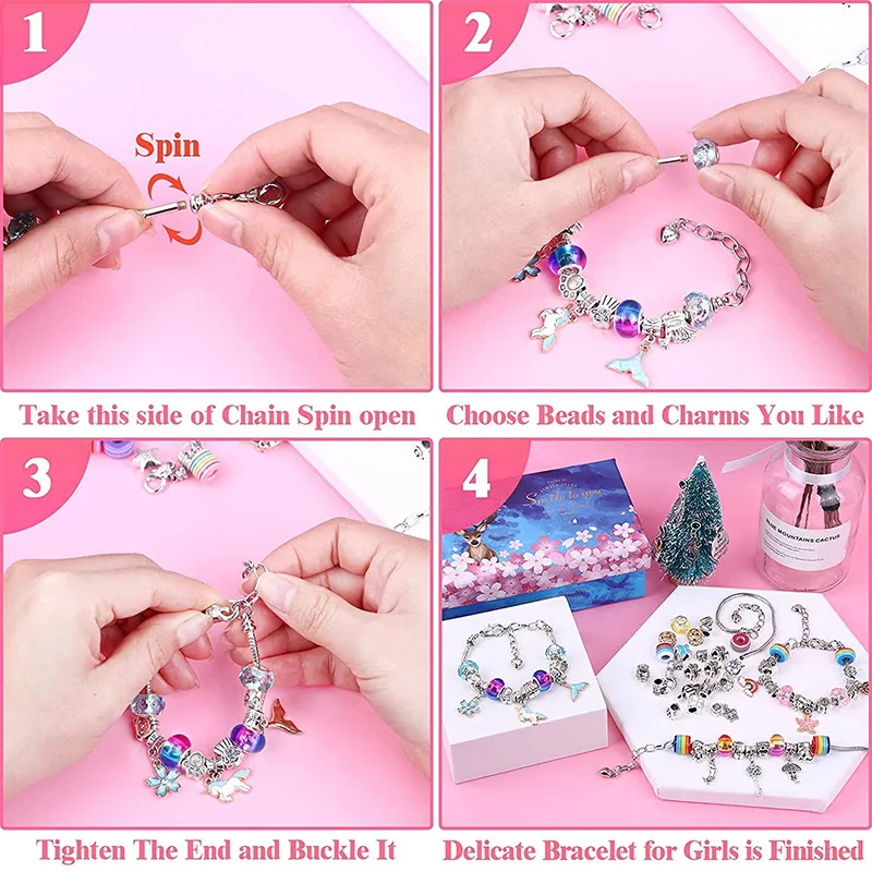 Hot Selling Jewelry Making Kit With Beads Charms Bracelet Necklace DIY Crafts Gifts Set for Girls Kids