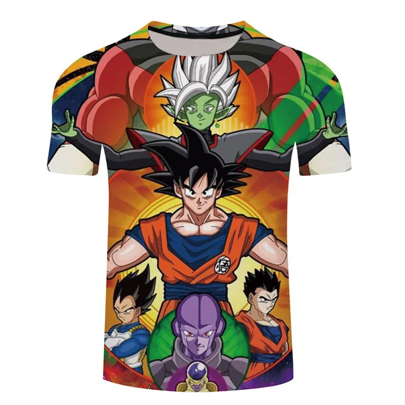 Custom Design Polyester Cotton Blend 3D Digital Printing Personalised t Shirts Anime T-shirt Cartoon Ball Dragon Shirt