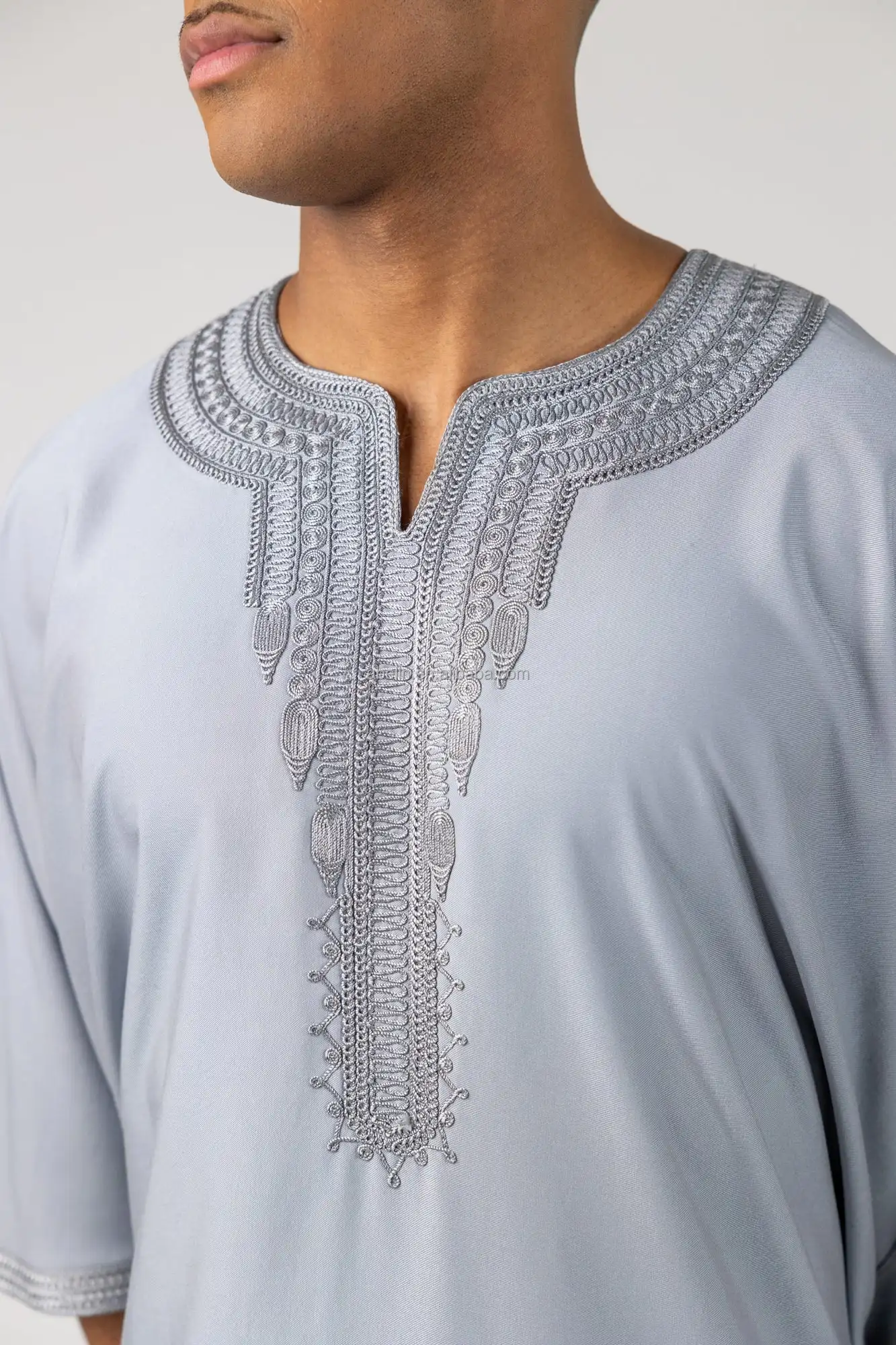 Thobe Robe 2024 Embroidered Moroccan Thobes Men's Muslim Side Pocket Thobe Robe ...