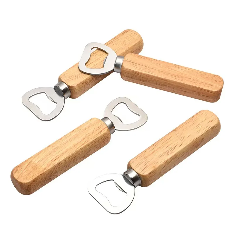 Custom Stainless Steel Bottle Opener with Rubberwood Handle and Engraved Logo preview 5