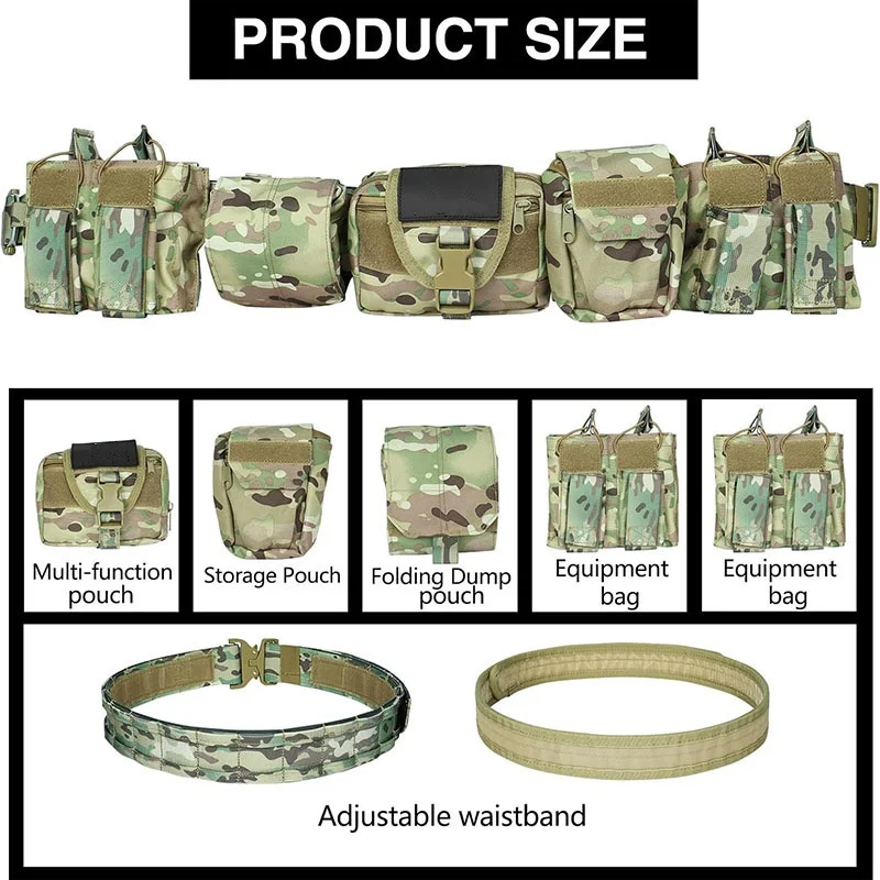 Heavy Duty High Density Durable Hunting Material Tactical Belt with Pouches Duty Belts Outdoor Work Wear-resistant Belts