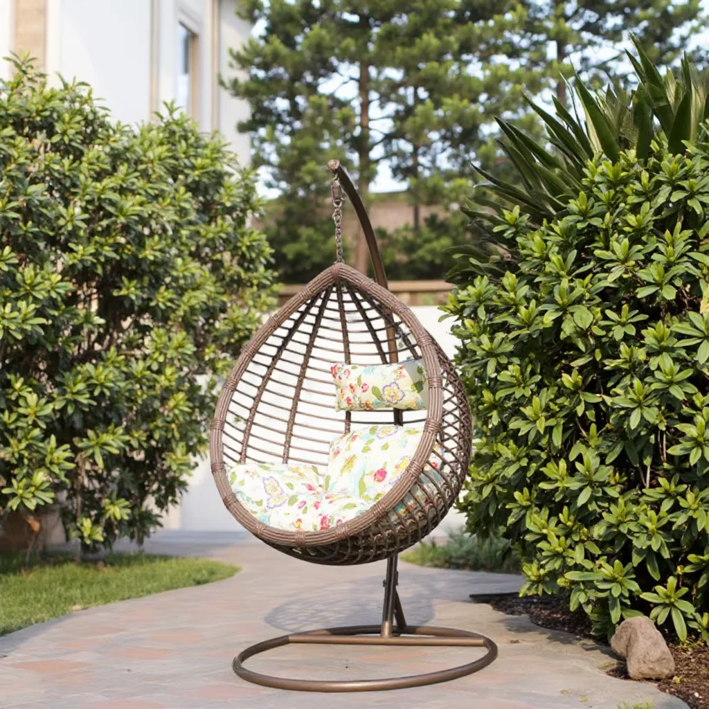 High-Swing Chairs With Metal Frame and Cotton Rope Wicker Swings for Indoor or Patio Use Camping Canopy With Rattan Material