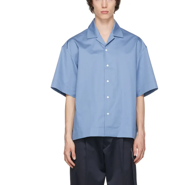 Custom High Quality Men Street Style Bottton Up Shirt Blank Casual Boxy Bowling Shirt