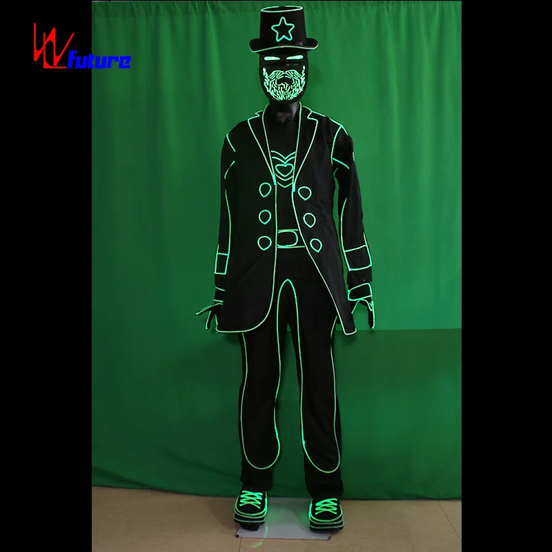 Future LED Tron Dance Fiber Optice Clothing Wireless Controlled Light Balance Costumes for Dancing