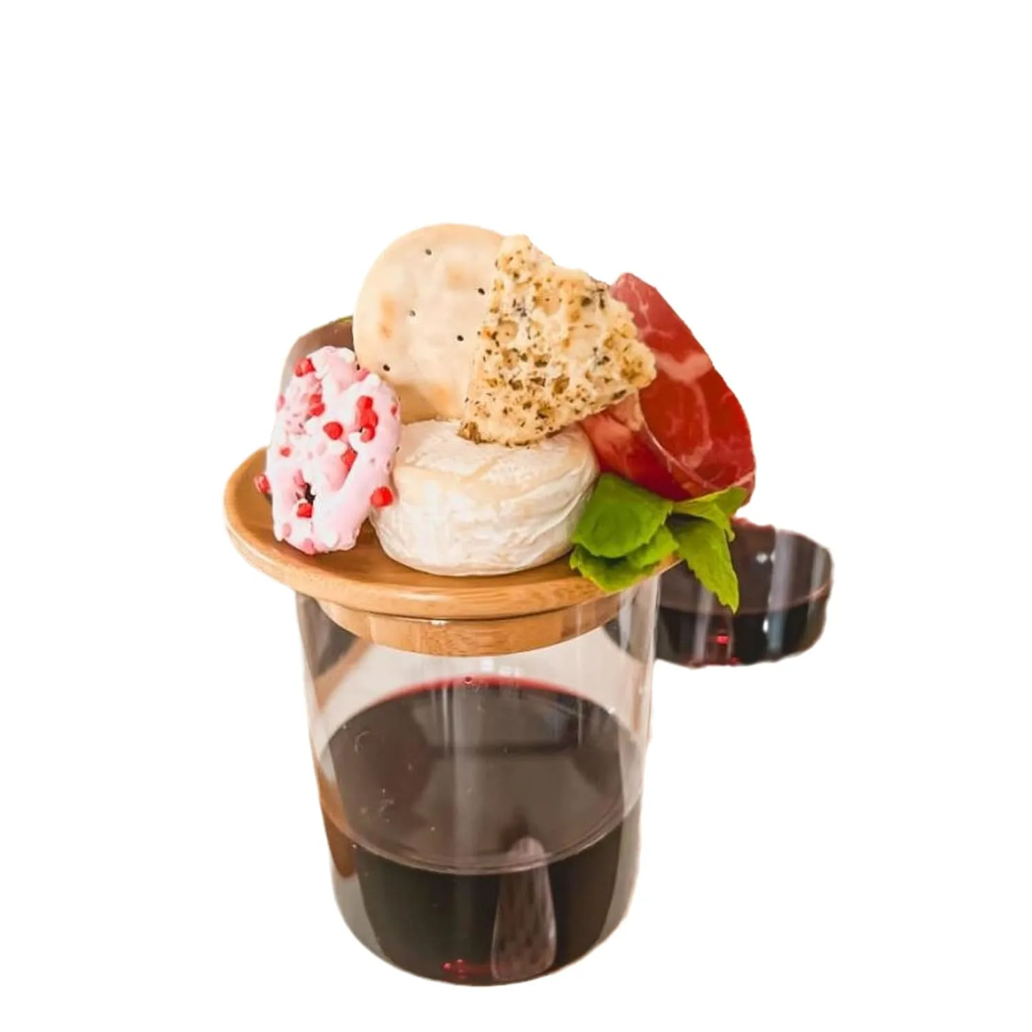 Magefertigte Bambus-Weinglas-Charcuterie-Aufstze Untersetzer fr Teller  Desserts Weinglas-Charcuterie-Brett