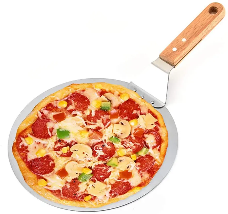 Elevador De Pasteles Con Mango De Madera,Soporte De Placa Para Hornear Pizza  Casera Y Pan,Espátula De Pizza De Acero Inoxidable De 10 Pulgadas,Pala De  Pelar - Buy 10 Pulgadas De Acero Inoxidable
