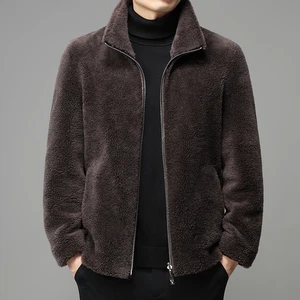 Best Price High Quality Solid Color Long Sleeves Zipper Reversible Warm Men Sheep Wool Jacket for Autumn Winter