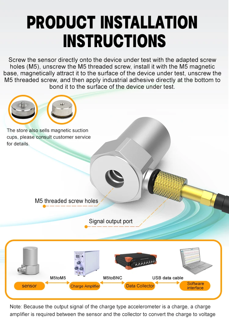 JSDPC0200 Hot Selling (Charge) PE Type Shock Measurement Stainless Steel Piezoelectric Accelerometer Sensor manufacture