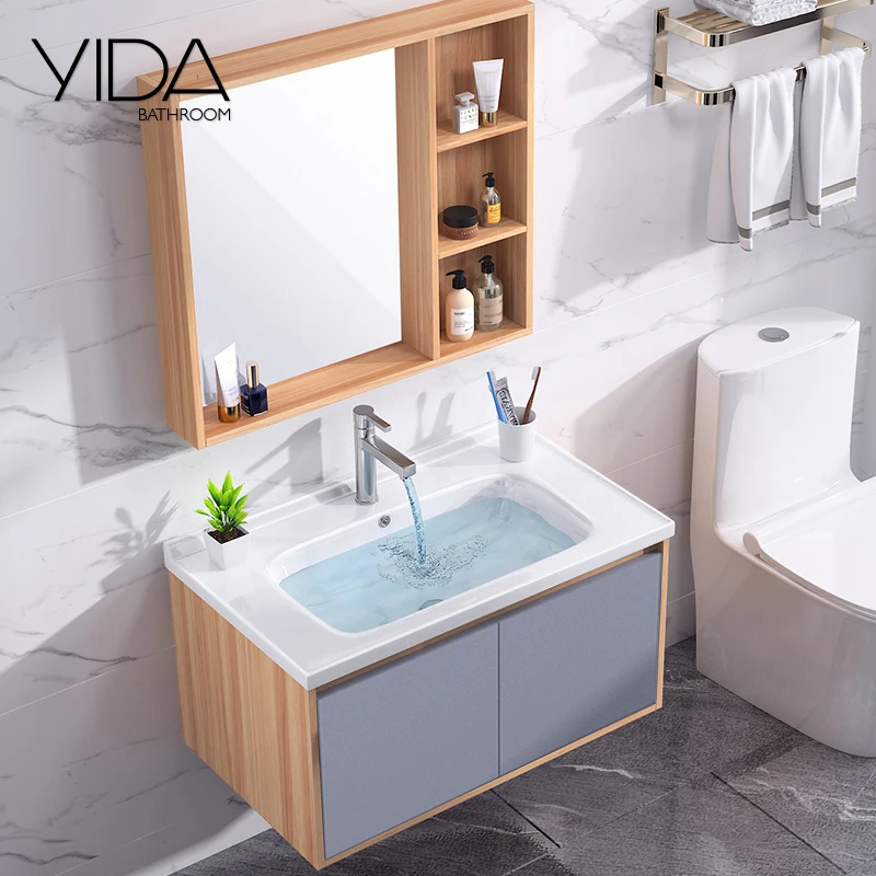 Горячая Распродажа настенный маленький готовый Простой дешевый современный шкаф для ванной комнаты с зеркалом