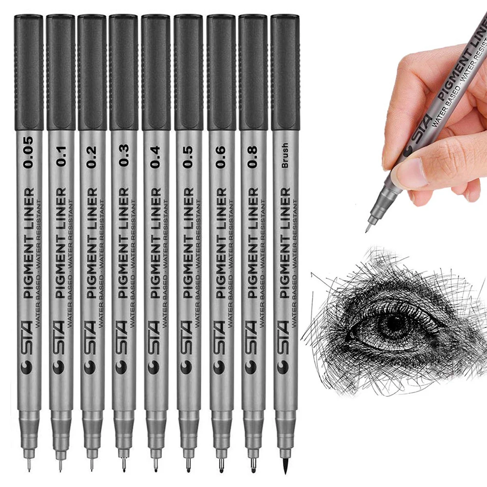STA Custom Metal Sketching Pen Fine Line Drawing Pigment Liner Ink Pen  Custom Felt Tip Fineliner Calligraphy Pen Set