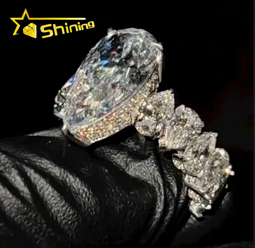 Alibaba Rings Fine Jewelry Lab Diamond Wedding Rings Luxury Big Size 10K Solid Gold ...